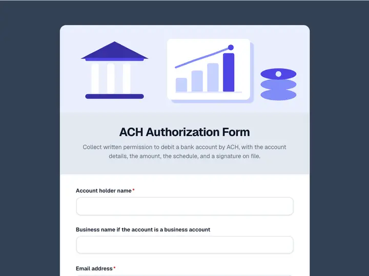 ACH Authorization Form template preview