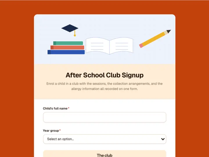 After School Club Signup template preview