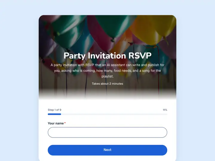 Party Invitation RSVP template preview