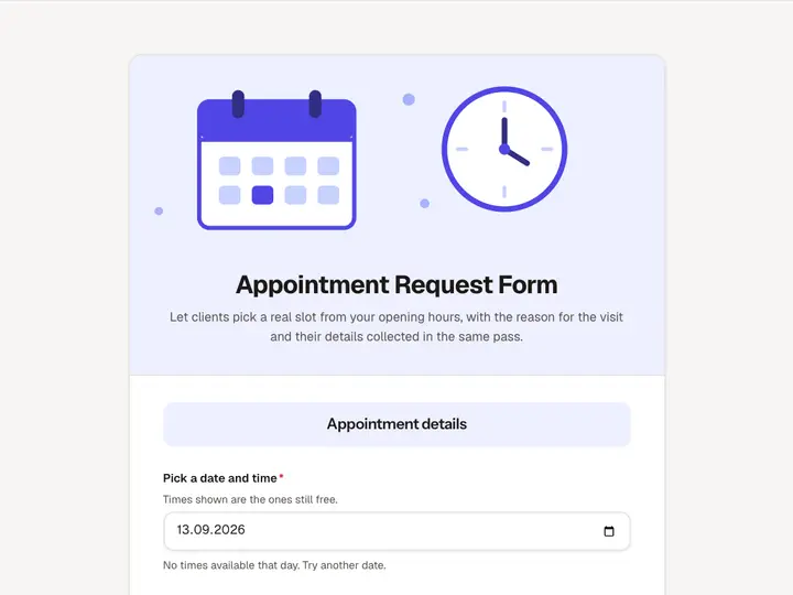 Appointment Request Form template preview
