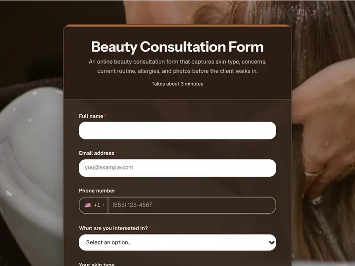 Beauty Consultation Form template preview