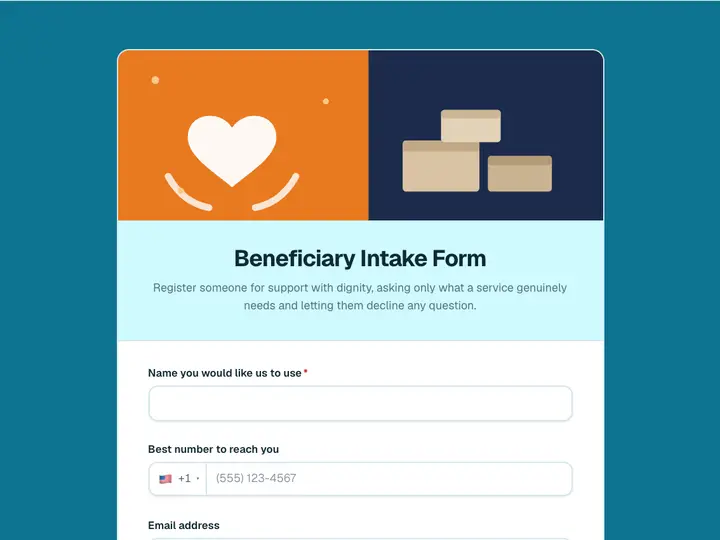 Beneficiary Intake Form template preview
