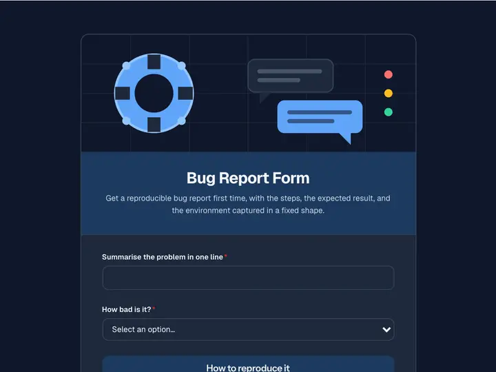 Bug Report Form template preview