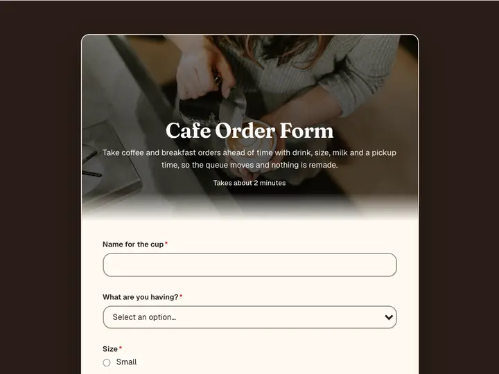 Cafe Order Form template preview
