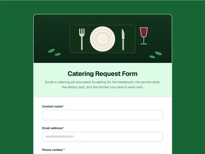 Catering Request Form template preview