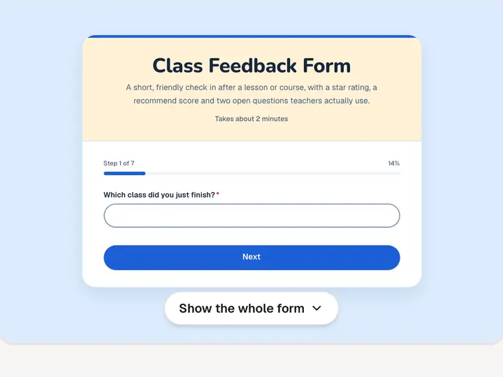 Class Feedback Form template preview