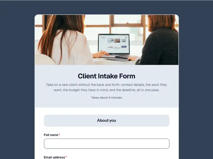 Client Intake Form template preview