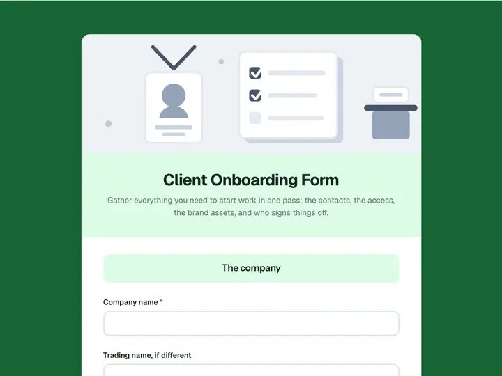 Client Onboarding Form template preview