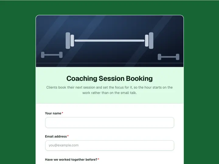 Coaching Session Booking template preview