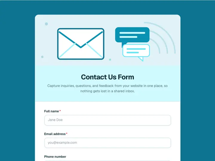 Contact Us Form template preview