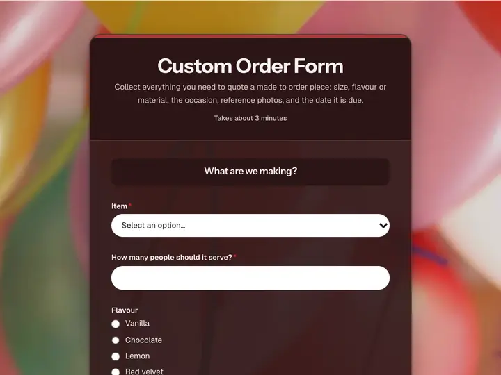 Custom Order Form template preview