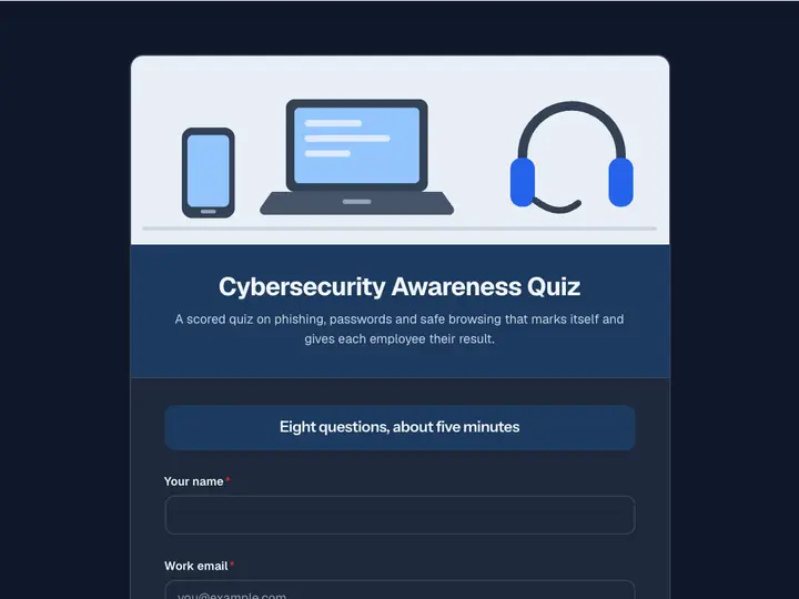 Cybersecurity Awareness Quiz template preview
