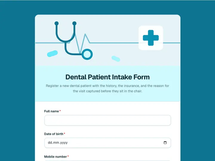 Dental Patient Intake Form template preview