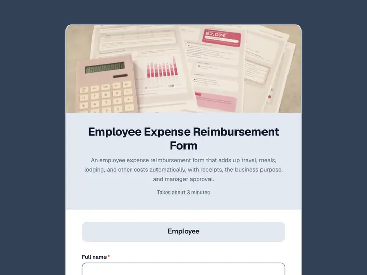 Employee Expense Reimbursement Form template preview