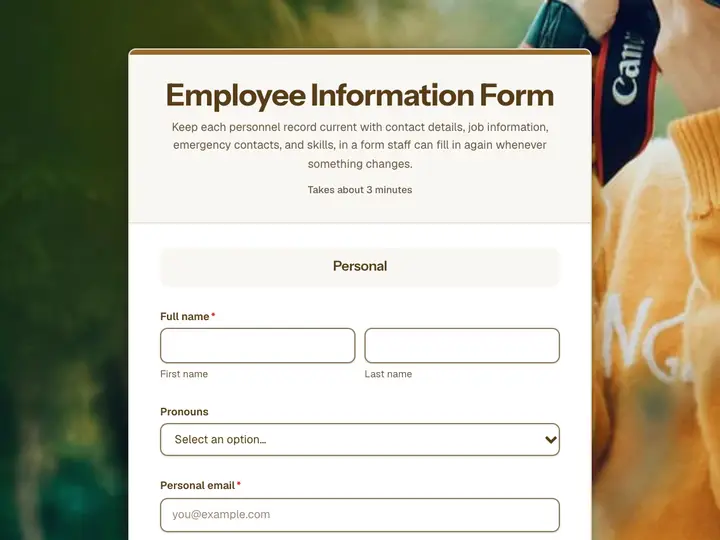 Employee Information Form template preview