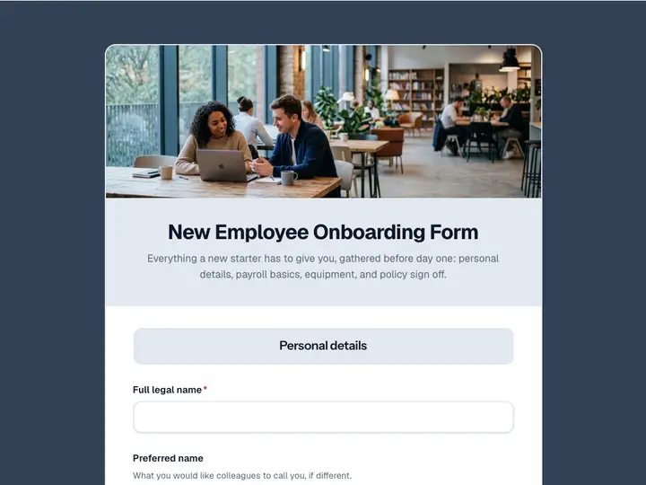 New Employee Onboarding Form template preview