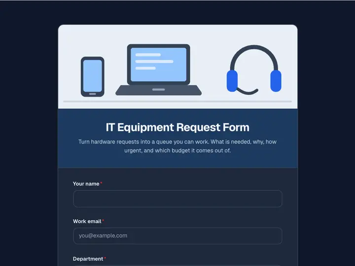 IT Equipment Request Form template preview