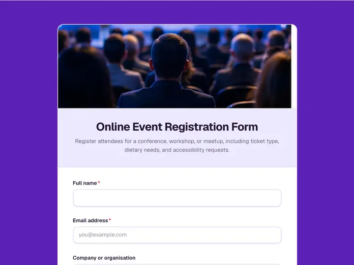 Online Event Registration Form template preview