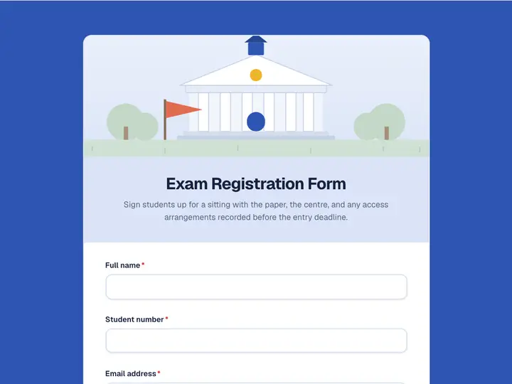 Exam Registration Form template preview