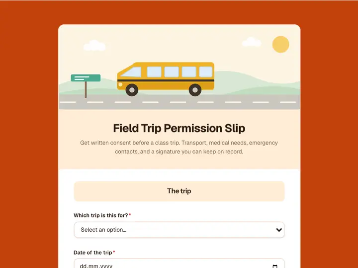 Field Trip Permission Slip template preview