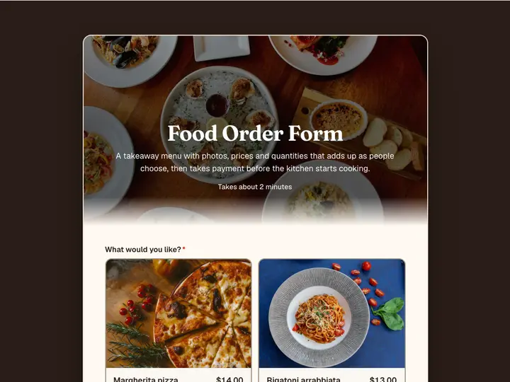 Food Order Form template preview