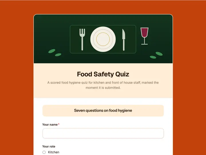 Food Safety Quiz template preview