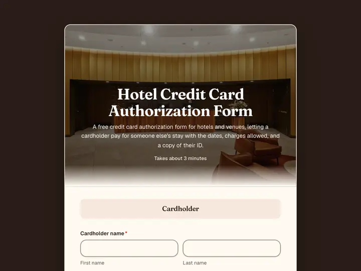 Hotel Credit Card Authorization Form template preview