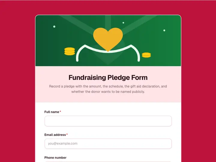 Fundraising Pledge Form template preview