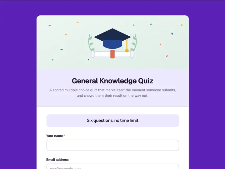 General Knowledge Quiz template preview