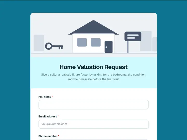 Home Valuation Request template preview