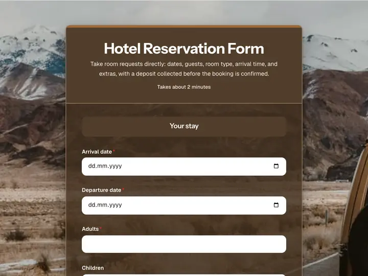Hotel Reservation Form template preview