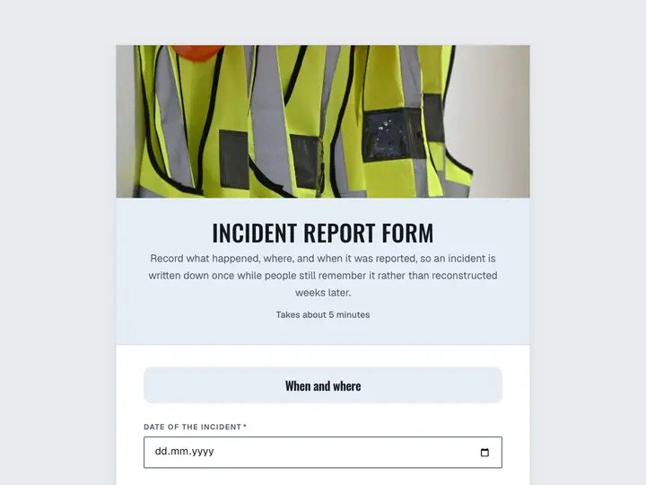 Incident Report Form template preview