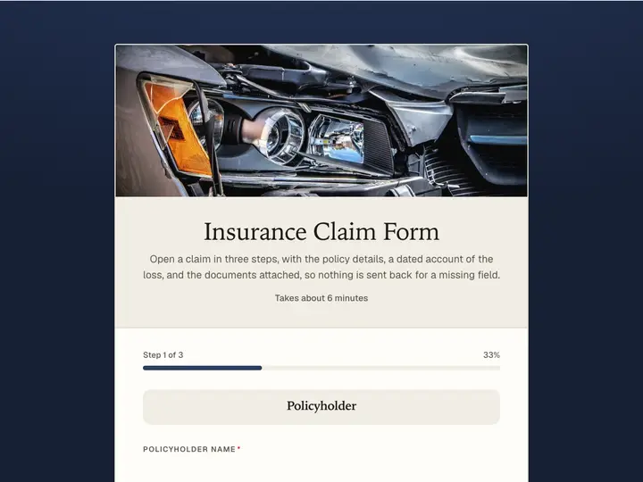 Insurance Claim Form template preview