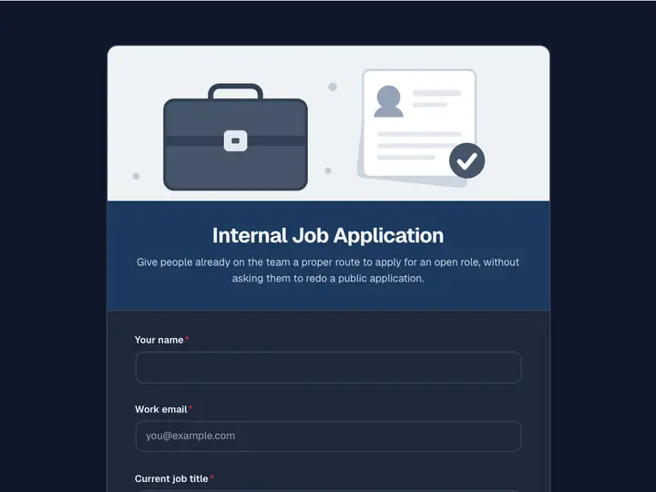 Internal Job Application template preview