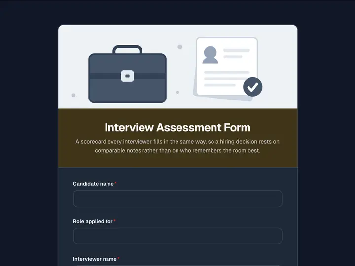 Interview Assessment Form template preview