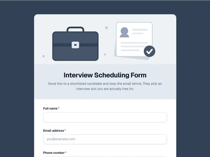 Interview Scheduling Form template preview