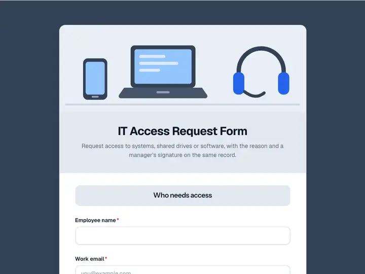 IT Access Request Form template preview