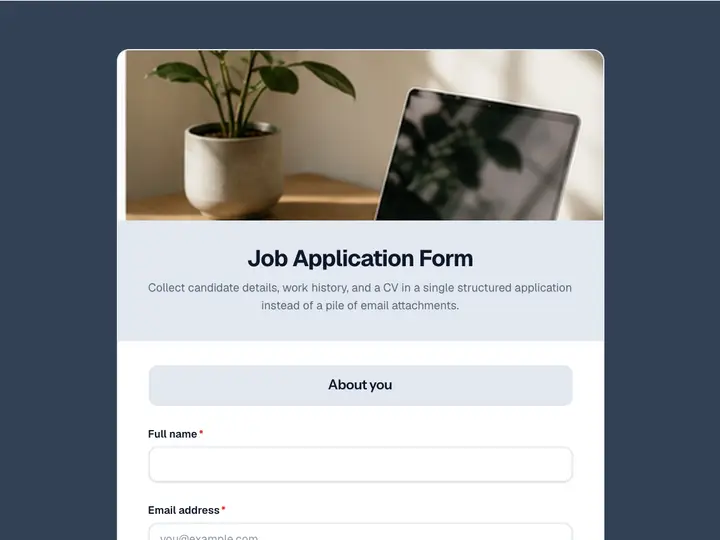 Job Application Form template preview