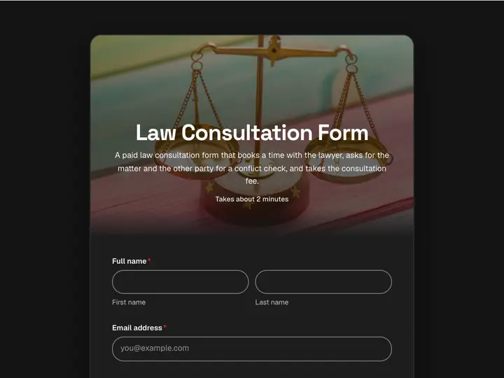 Law Consultation Form template preview