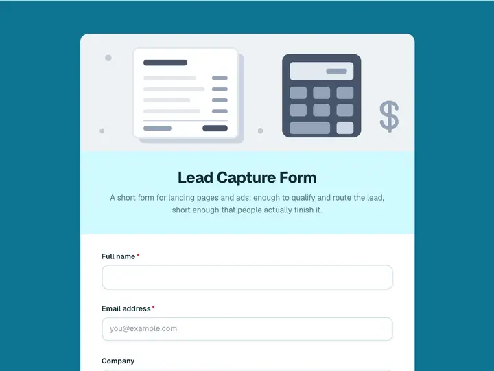 Lead Capture Form template preview