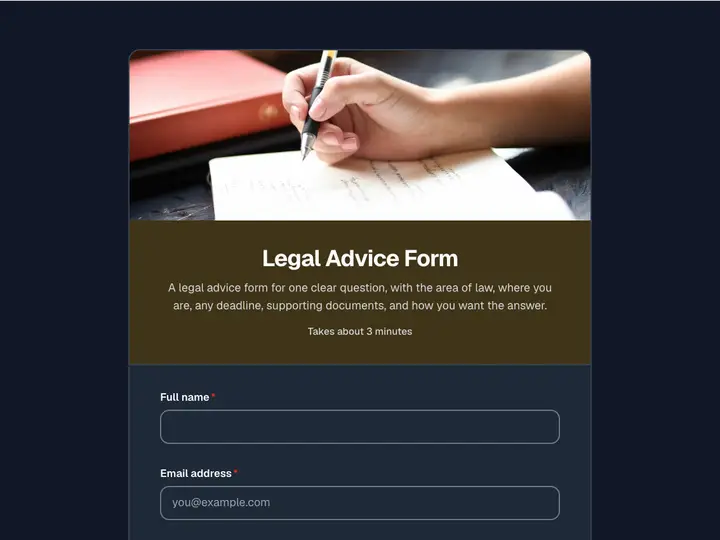 Legal Advice Form template preview