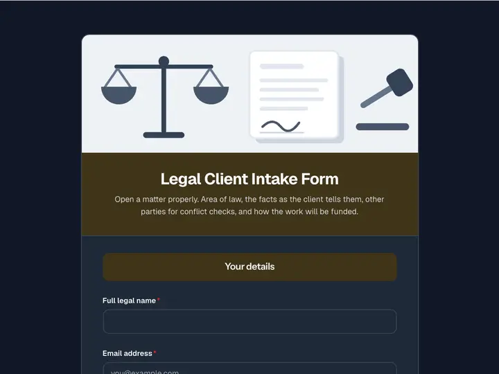 Legal Client Intake Form template preview