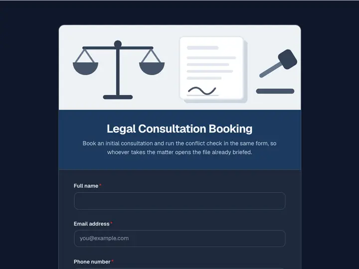 Legal Consultation Booking template preview