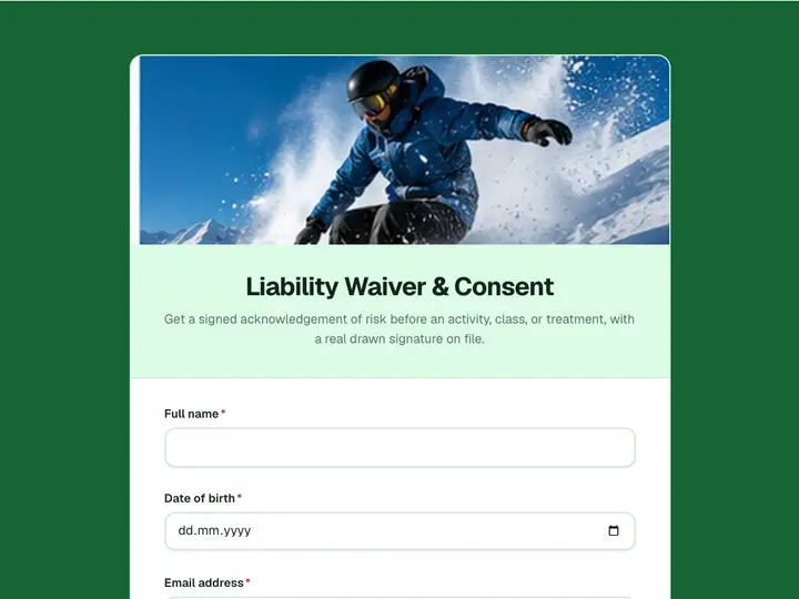 Liability Waiver & Consent template preview