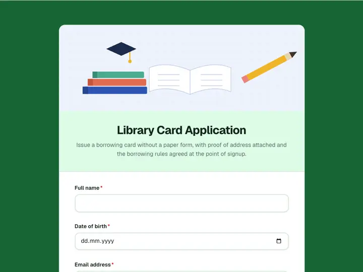 Library Card Application template preview