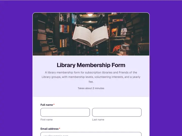 Library Membership Form template preview