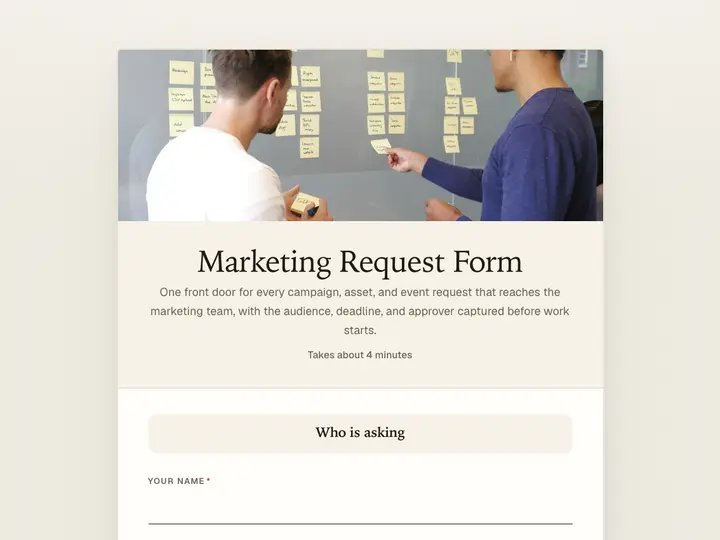 Marketing Request Form template preview