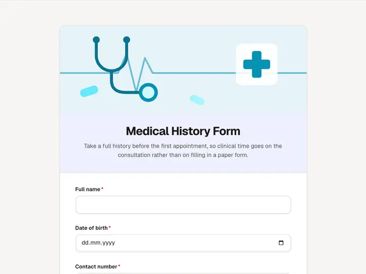 Medical History Form template preview