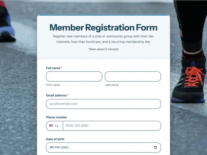 Member Registration Form template preview