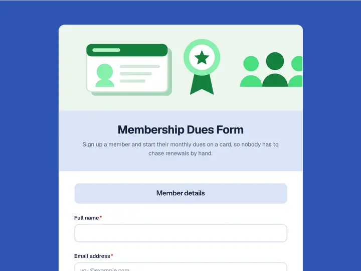 Membership Dues Form template preview
